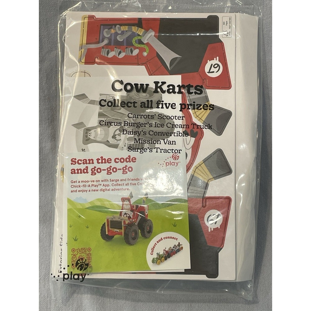 NEW Sealed Chick-fil-A Kids Meal Activity - Cow Karts - Sarge's Tractor